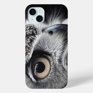 Great horned owl face close up iPhone 15 mini case
