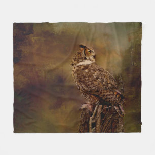 Great Horned Owl Fleece Blanket