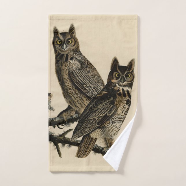 Great Horned Owl from Audubon's Birds of America Bath Towel Set (Hand Towel)