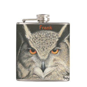 Great Horned Owl Hip Flask