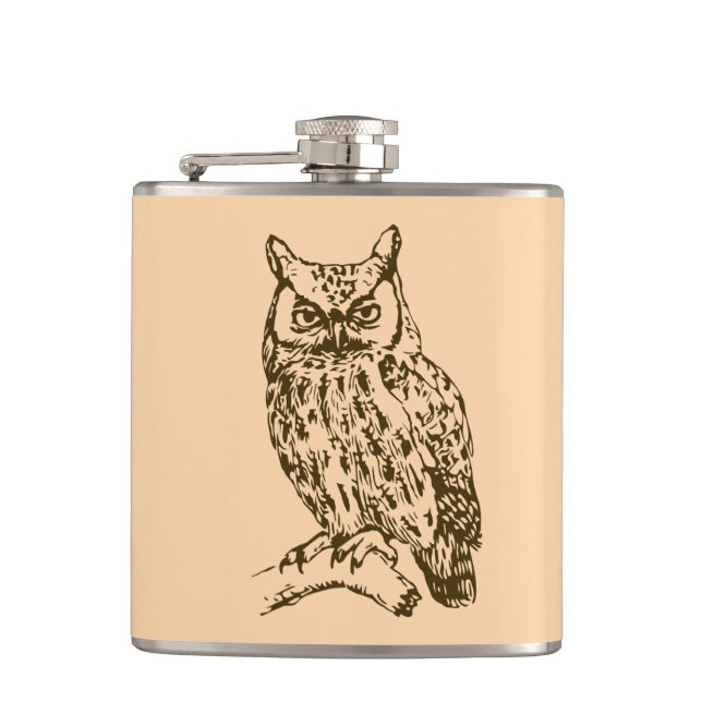 Great Horned Owl Hip Flask (Front)