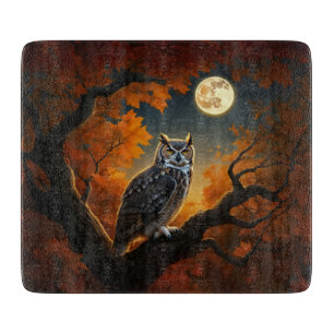 Great Horned Owl in Autumn Cutting Board