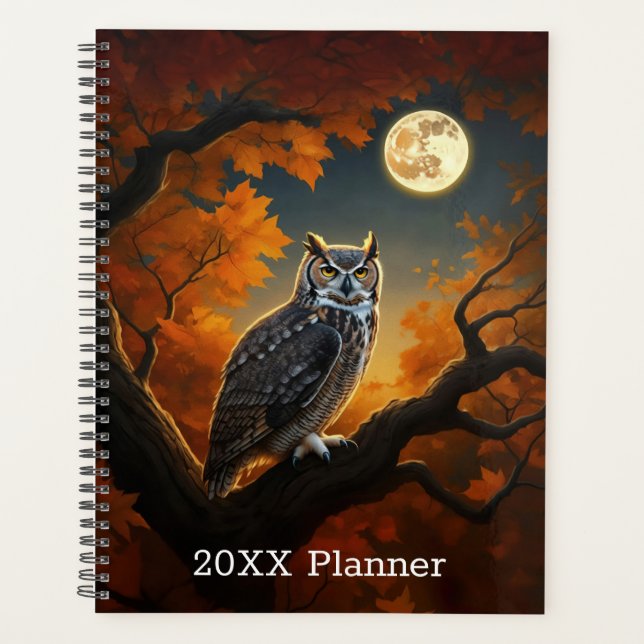 Great Horned Owl in Autumn Planner (Front)