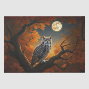 Great Horned Owl in Autumn Tissue Paper