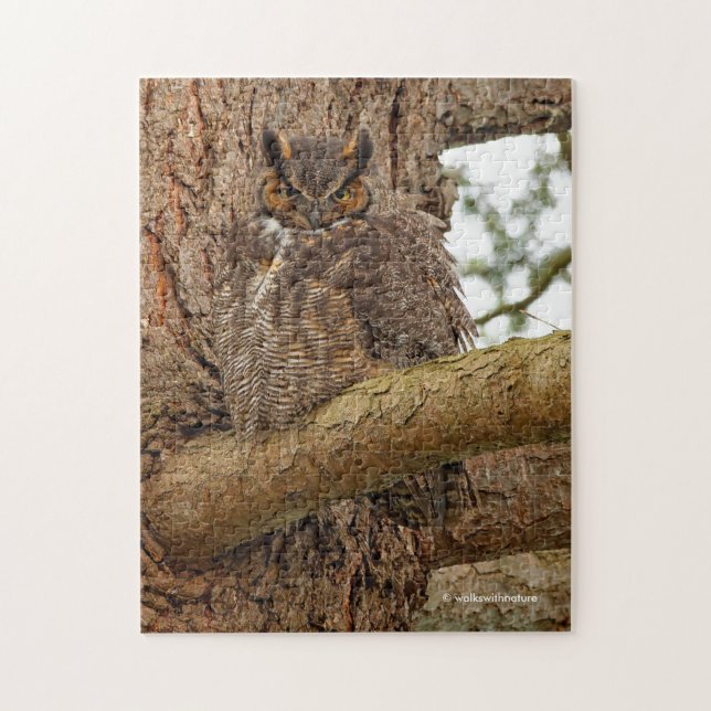 Great Horned Owl in the Douglas Fir Jigsaw Puzzle (Vertical)