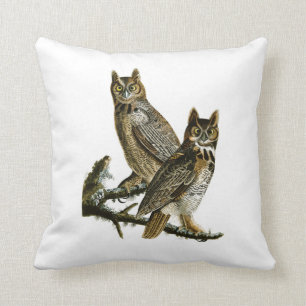 Great Horned Owl John Audubon Birds of America Throw Pillow