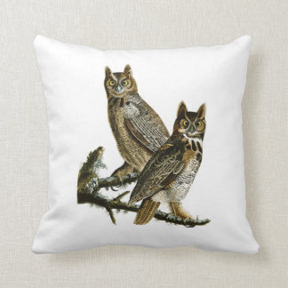 Great Horned Owl John Audubon Birds of America Throw Pillow