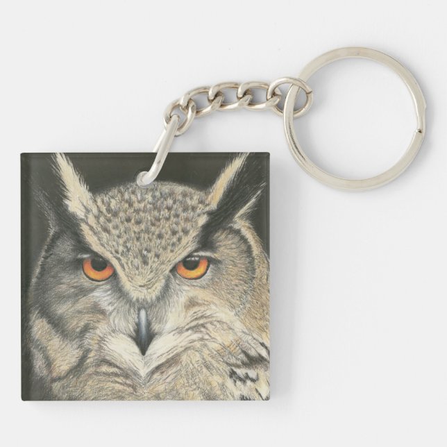 Great Horned Owl Keychain (Back)