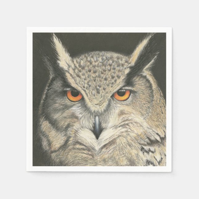 Great Horned Owl Napkin (Front)