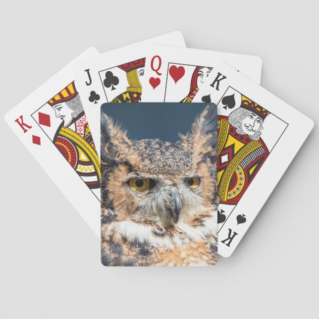 Great Horned Owl Portrait Playing Cards (Back)