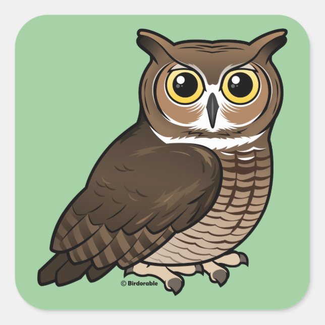 Great Horned Owl Square Sticker (Front)
