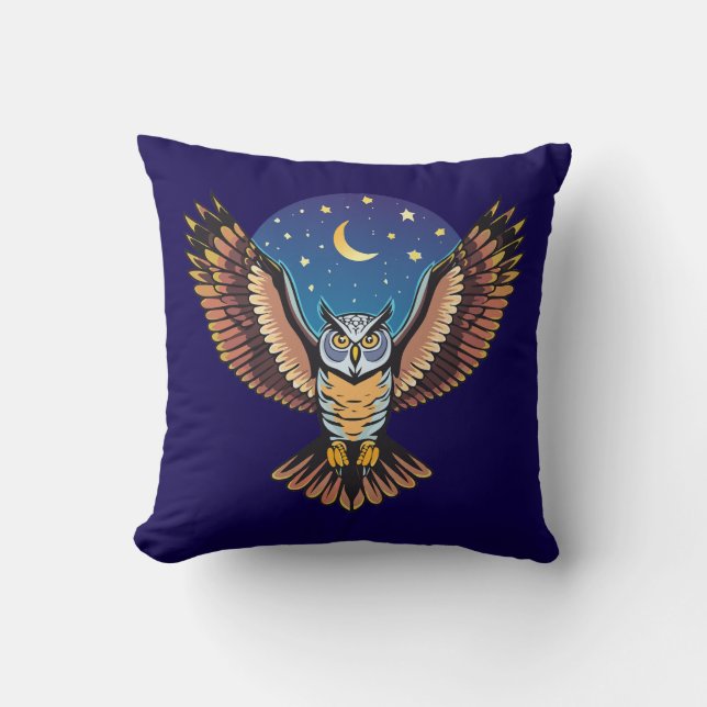 Great Horned owl Throw Pillow (Front)