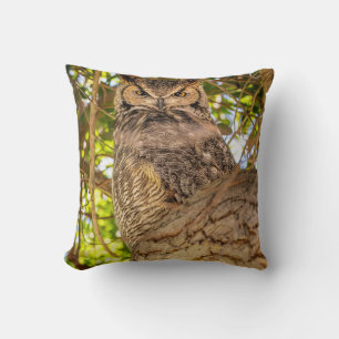 Great Horned Owl Throw Pillow Wildlife Home Accent
