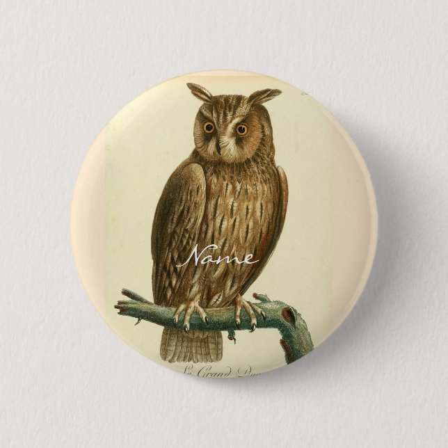 Great Horned Owl Thunder_Cove 2 Inch Round Button (Front)