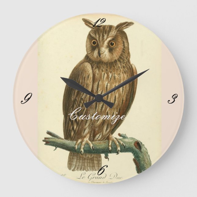 Great Horned Owl Thunder_Cove Large Clock (Front)