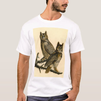 Great Horned Owl Vintage Zoological Illustration T-Shirt