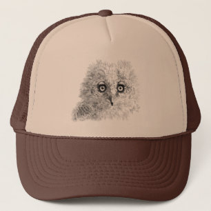 Great Horned Owlet Drawing Trucker Hat