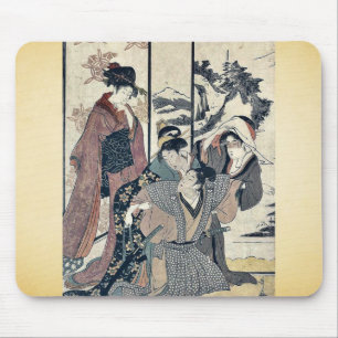 Great house cleaning by Kitagawa,Utamaro Mouse Pad