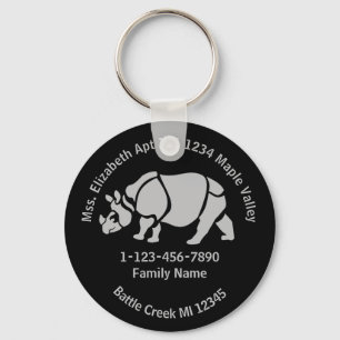 Great Indian Rhino Lost Family Home Address Keychain