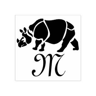 Great Indian Rhinoceros in a Stamp Style