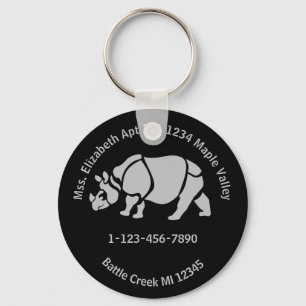 Great Indian Rhinoceros Rhino Lost Contact Info Ke Keychain