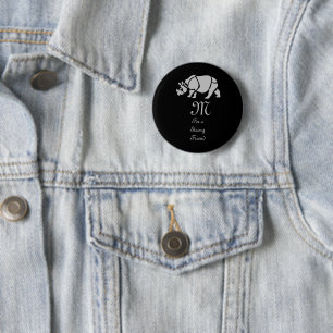 Great Indian Rhinoceros The Unicorn Rhino Monogram 2 Inch Round Button
