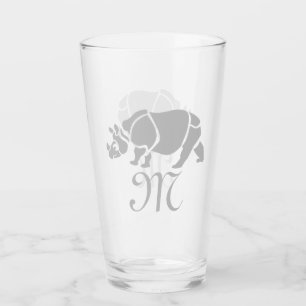 Great Indian Rhinoceros The Unicorn Rhino Monogram Glass