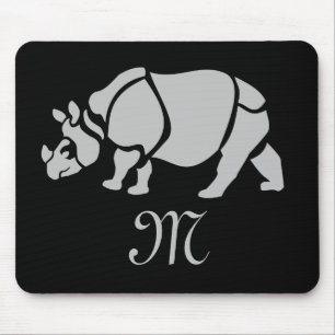 Great Indian Rhinoceros The Unicorn Rhino Monogram Mouse Pad