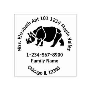 Great Indian Unicorn Rhino Home Address Rubber Stamp