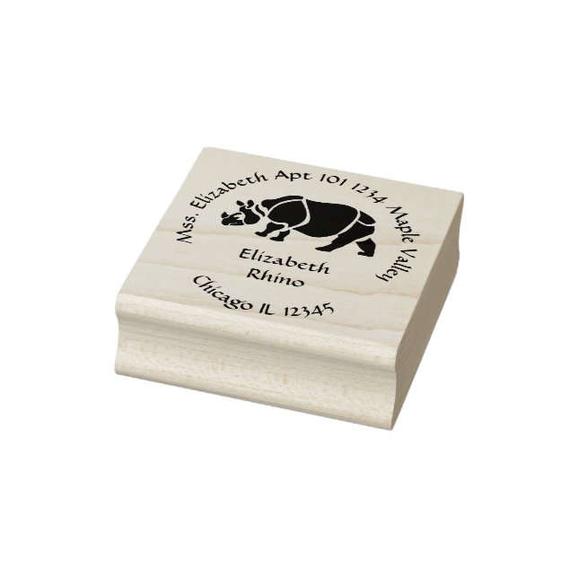 Great Indian Unicorn Rhino Name Address Rubber Stamp (Stamp)