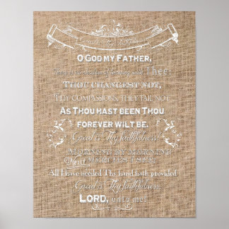 Great Is Thy Faithfulnes Burlap Digital Art Poster