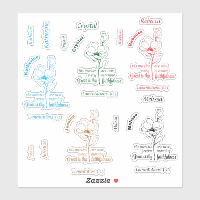 Great is thy faithfulness Personalized Name Set (Sheet)