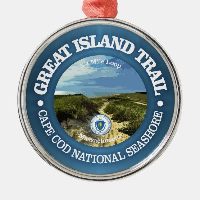 Great Island Trail (rd) Metal Ornament (Front)