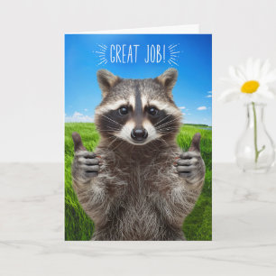 Great Job Congratulations Cute Thumbs Up Raccoon Card