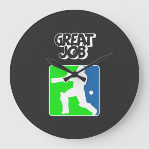 Great Job Cricket Logo Cricket Batsman Large Clock