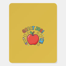 Great Job! Cute Red Apple Classroom Reward Sticker