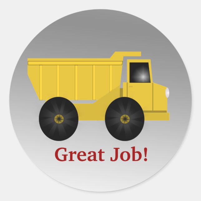 Great Job Dump Truck Stickers - Personalize It! (Front)