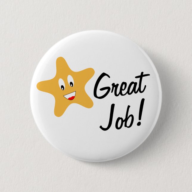 Great Job Gold Star 2 Inch Round Button (Front)