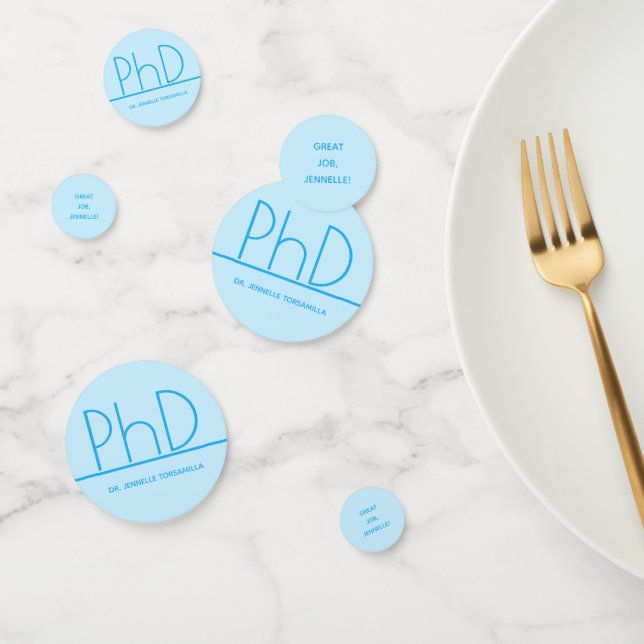 Great Job Name Light Blue PhD Graduation Confetti (Group)