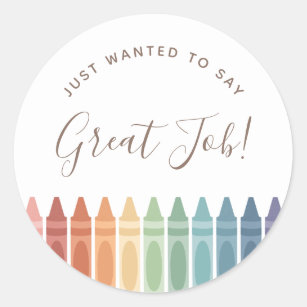 Great Job Rainbow Crayon Teacher Classic Round Sticker