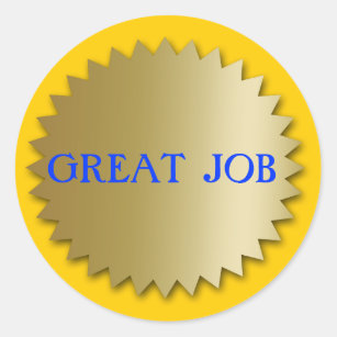 Great Job Gold Star Faux Glitter Star Sticker | Zazzle