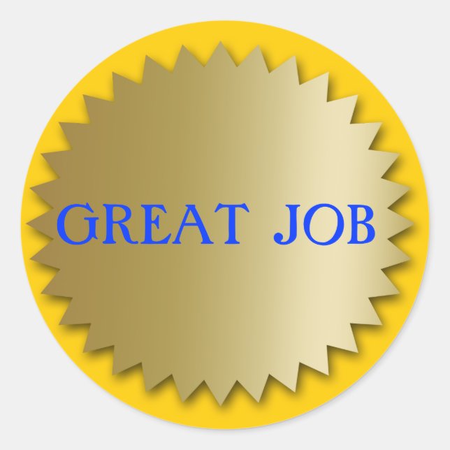 Great Job Student Custom Gold Medallion Stickers (Front)