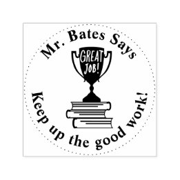 Great Job Trophy Teacher Personalized Pre Inked Self-inking Stamp