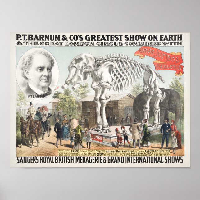 Great Jumbo’s Skeleton - P.T. Barnum Circus Poster (Front)