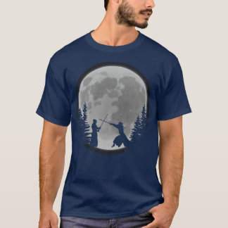 Great Kendo Samurais With Moon Design Japan Warrio T-Shirt