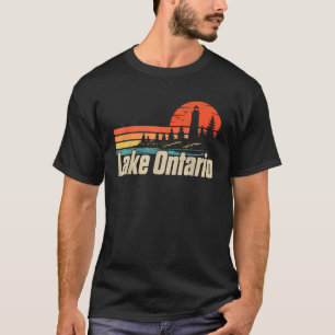 Great Lake Ontario Retro Sunset Souvenir Nature T-Shirt