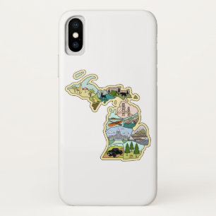 Great Lake State Michigan Vintage Illustrated Map Case-Mate iPhone Case