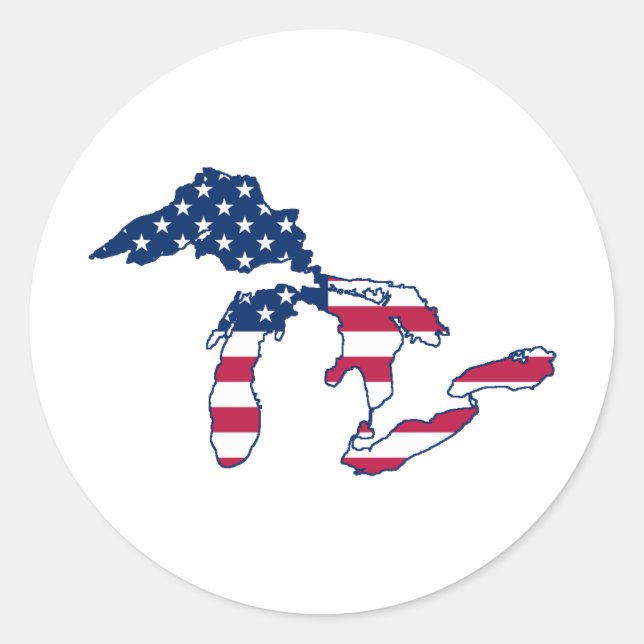 Great Lakes American Flag Classic Round Sticker (Front)