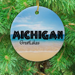 Great Lakes Beach Michigan Christmas Ceramic Ornament<br><div class="desc">Michigan Christmas Ceramic Ornament - This unique Christmas ornament is great for anyone from the great state of Michigan. - Our beautiful Christmas ornaments make a great gift. Once you see them, you just might want to keep one for yourself! - Personalized Family Ornament* - Newlywed Ornament* - New Home...</div>