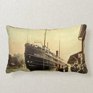 Great Lakes Excursion Ship at Manistee Michigan Lumbar Pillow